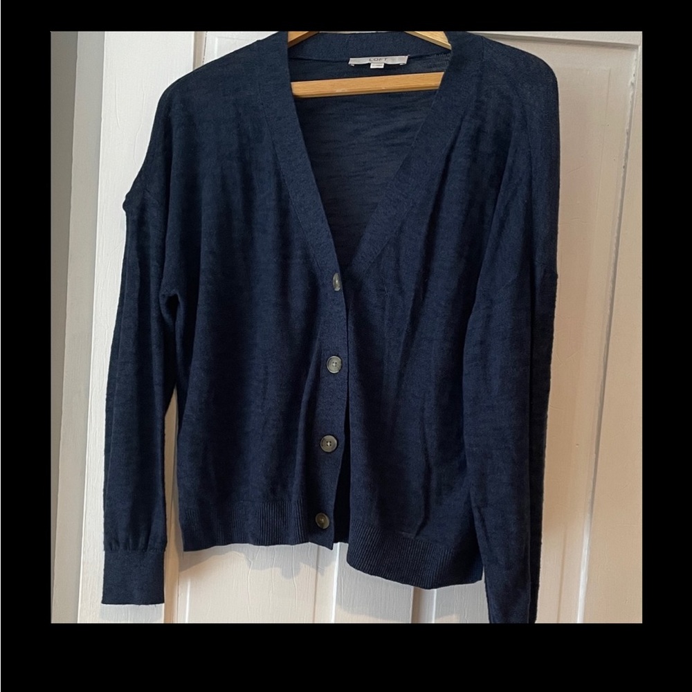 LOFT Deep Blue Knit Cardigan